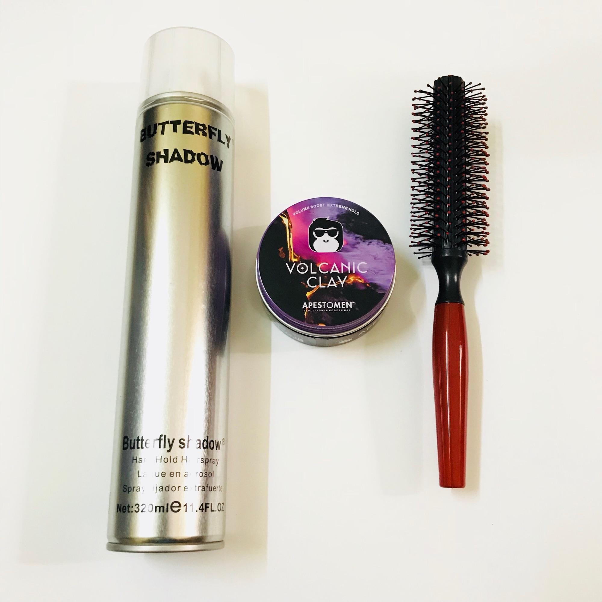 Tặng Lược - Combo Sáp Vuốt Tóc Volcanic Clay Version + Gôm Butterfly + Lược Tròn