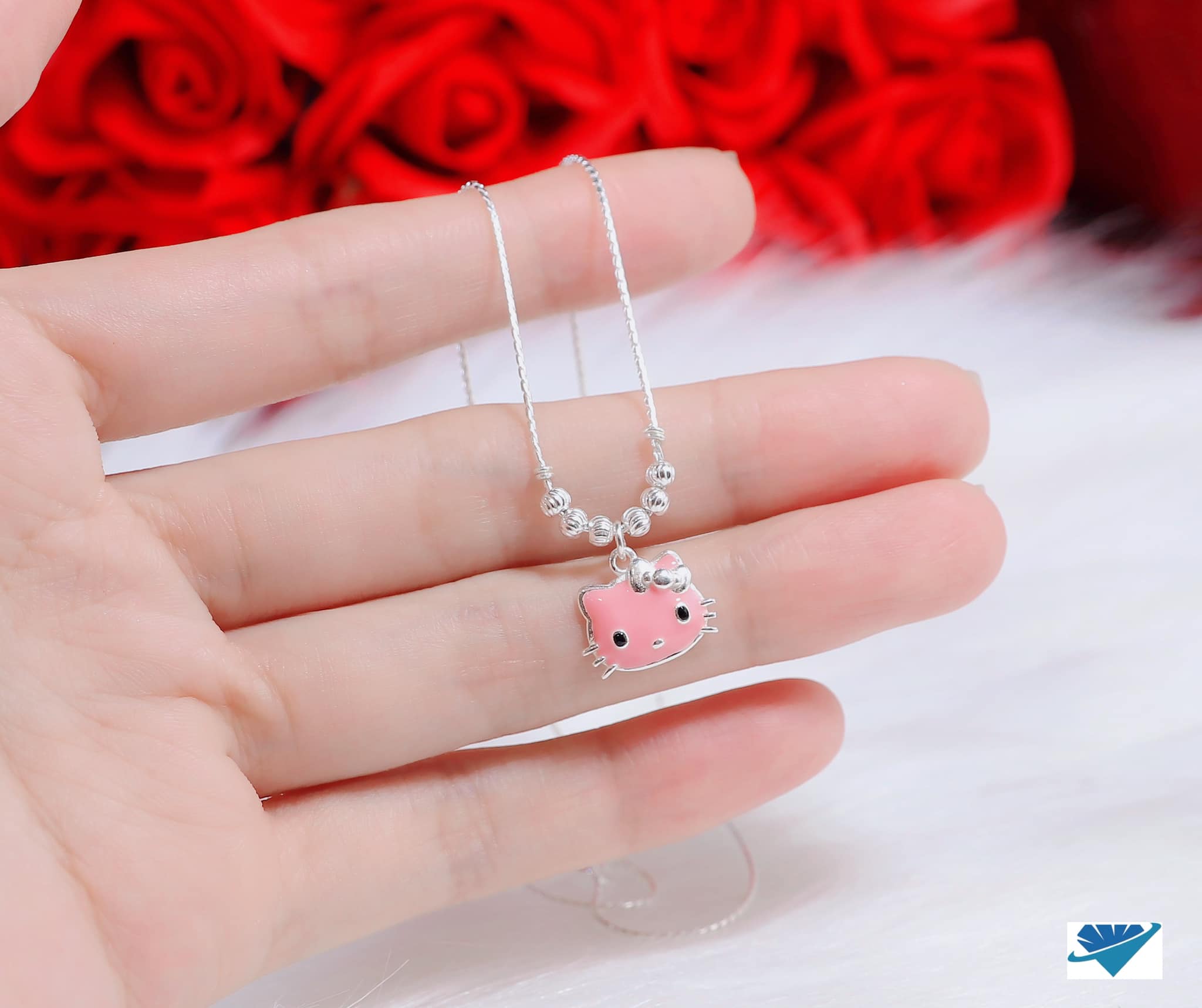 Dây chuyền trẻ em mặt kitty chất liệu bạc MS145b