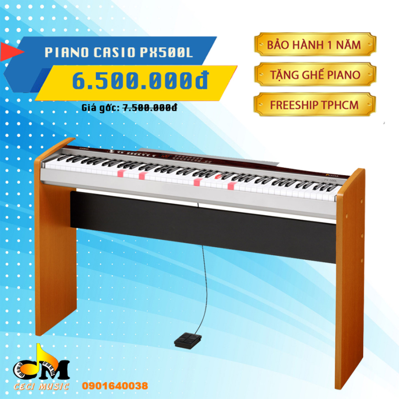 Đàn Piano điện Casio PX500L. Tặng ghế Piano trị giá 300,000đ. Bảo hành 1 năm