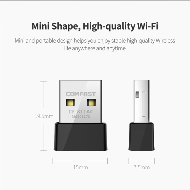 USB Thu WiFi COMFAST CF-811AC 650Mbps Có Hỗ Trợ 5Ghz