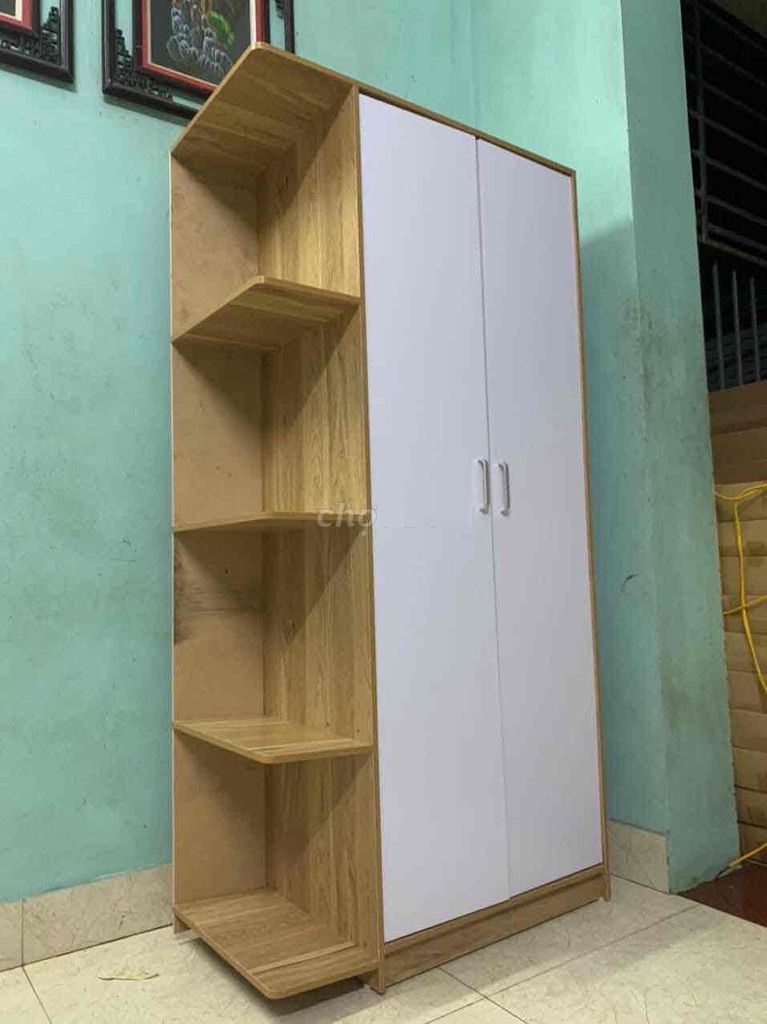 Tủ quần áo gỗ liền kệ 4 ngăn 2 cánh mở tiện dụng