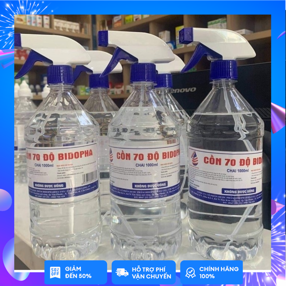 Cồn 70 độ BIDOPHA PHARMA (chai 1000ml có vòi xịt)