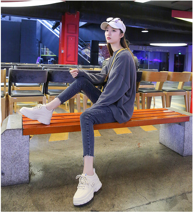 Giày bata nữ trăng đế cao thể thao đẹp