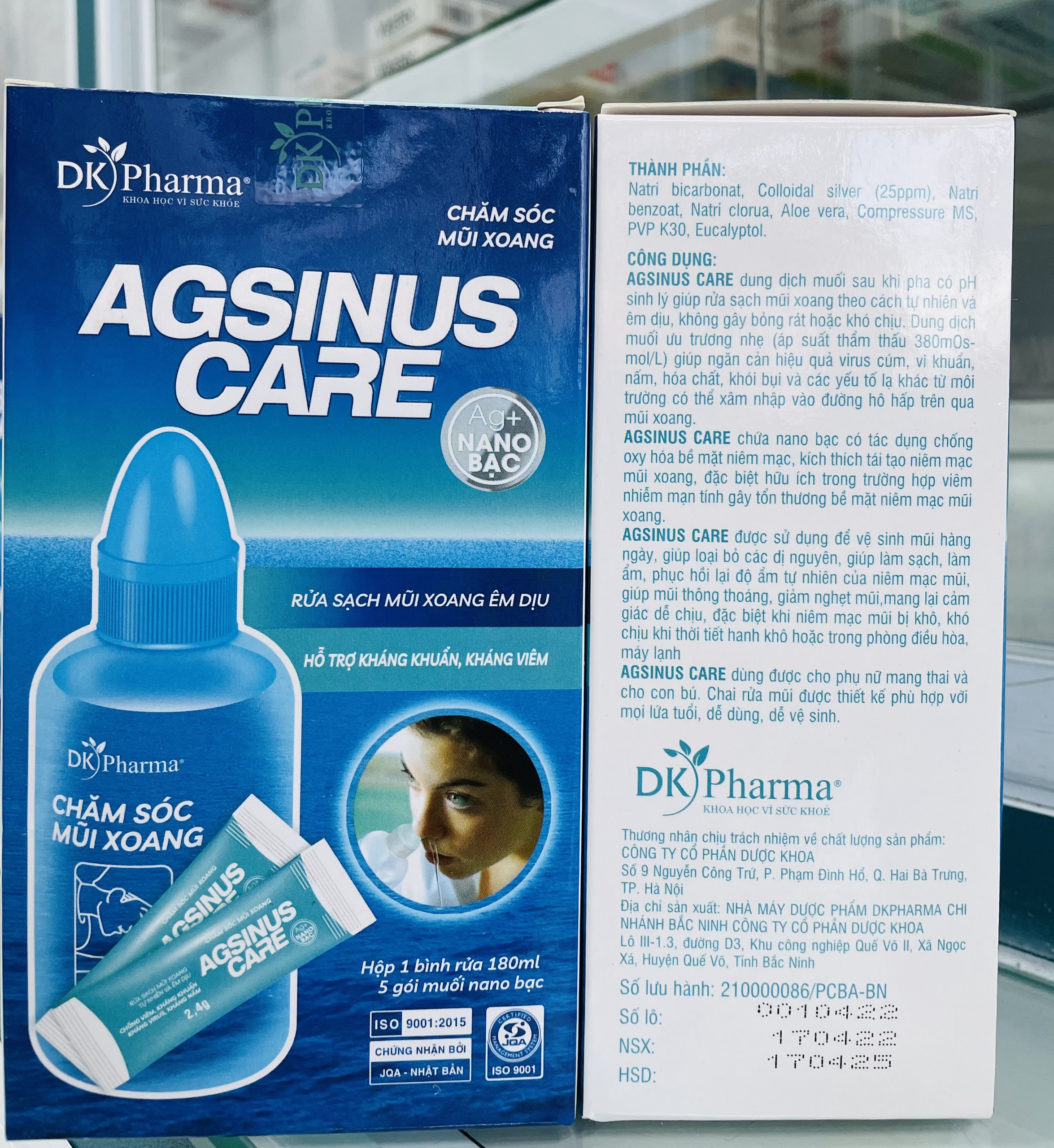 Bình rửa mũi Dược Khoa Agsinus Care (tặng kèm 5 bịch muối rửa)