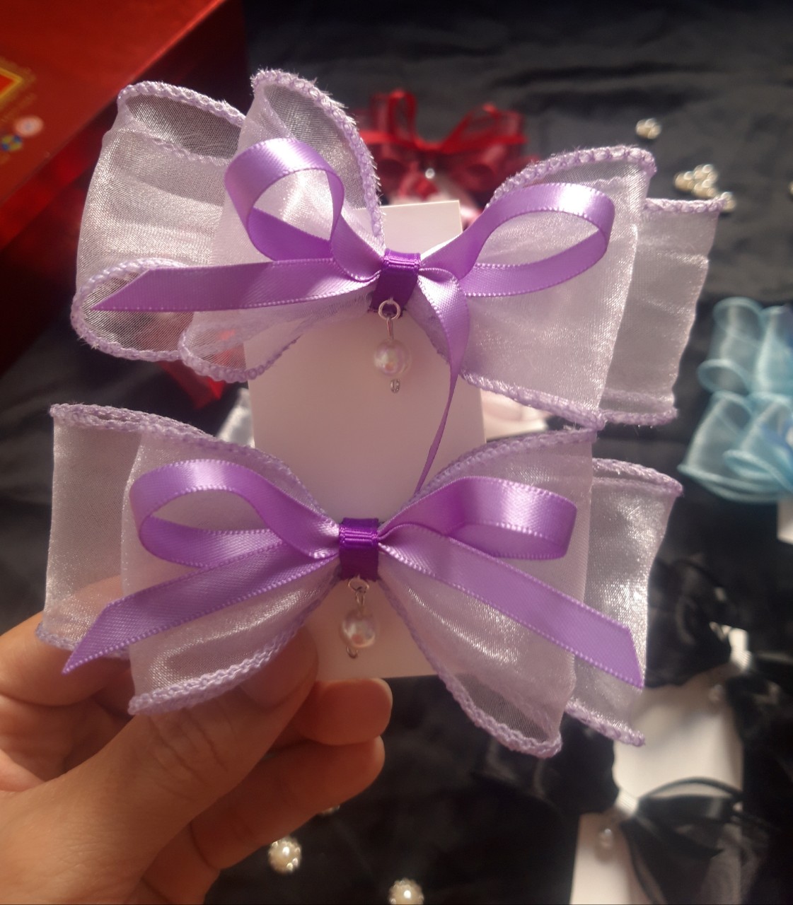set 2 kẹp tóc/ cột tóc Nơ xoăn cho Bé.