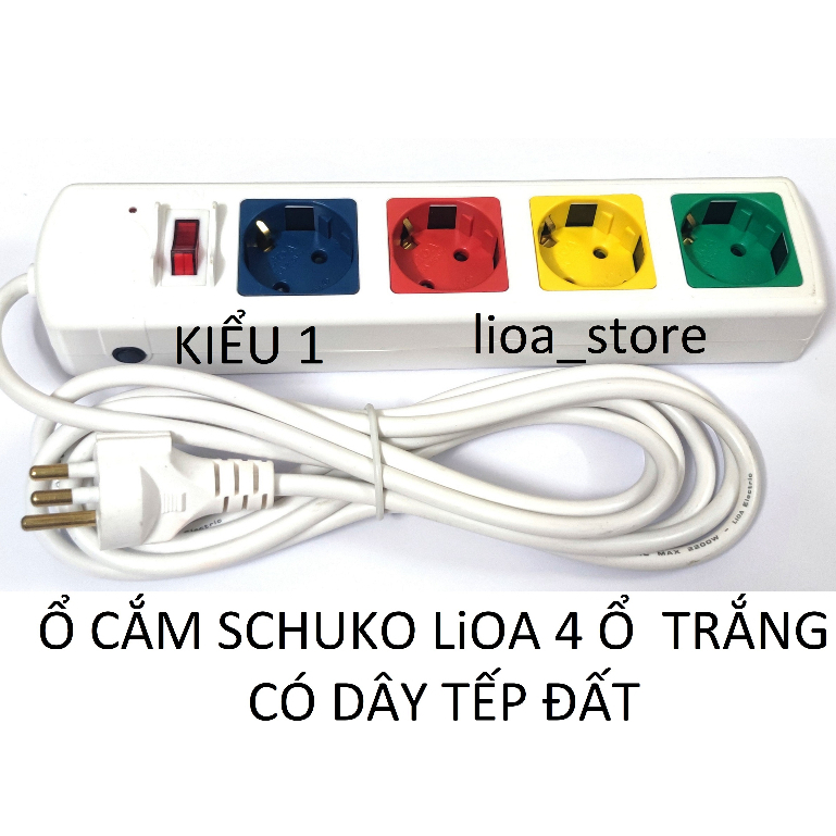 Ổ cắm lioa cho xe điện và phích cắm châu âu -có dây tiếp đất