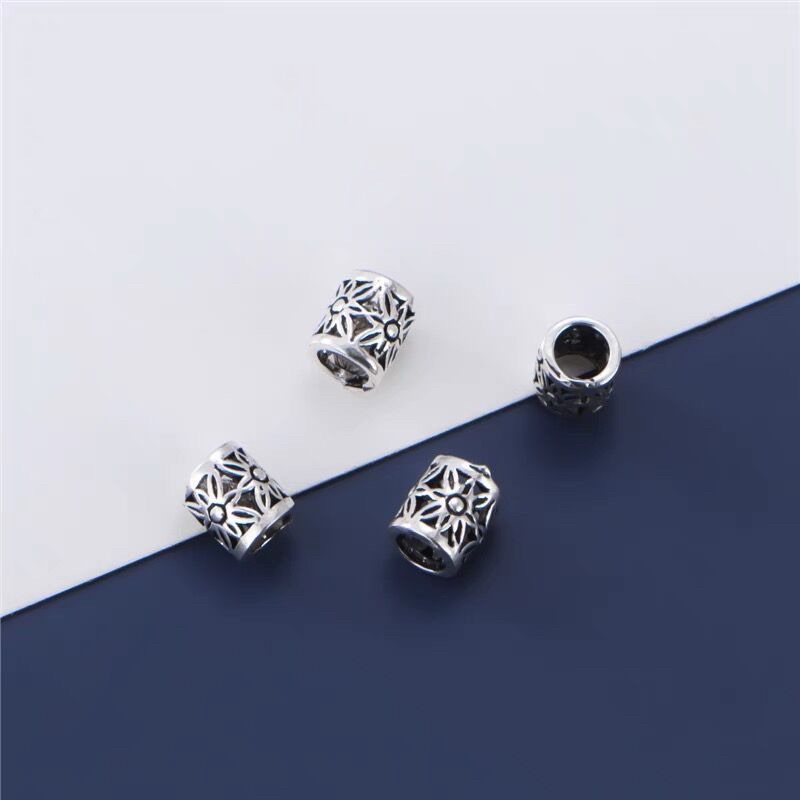 [S925] Charm bạc trụ ống kẻ cờ - MH224
