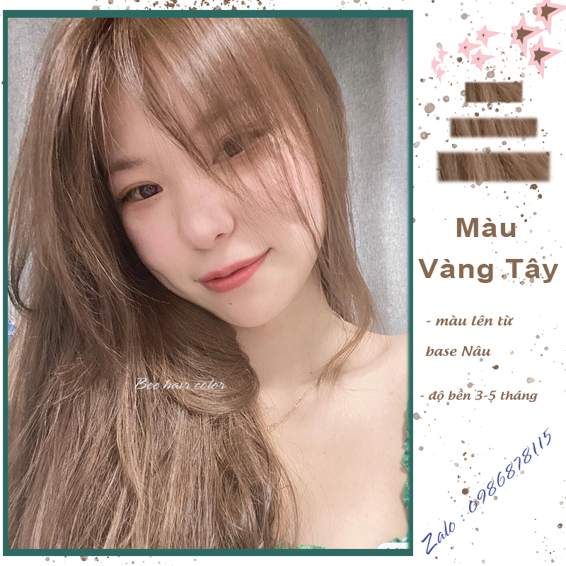 Thuốc Nhuộm Tóc Màu Vàng Tây [ tặng kèm trợ nhuộm + bao tay ]