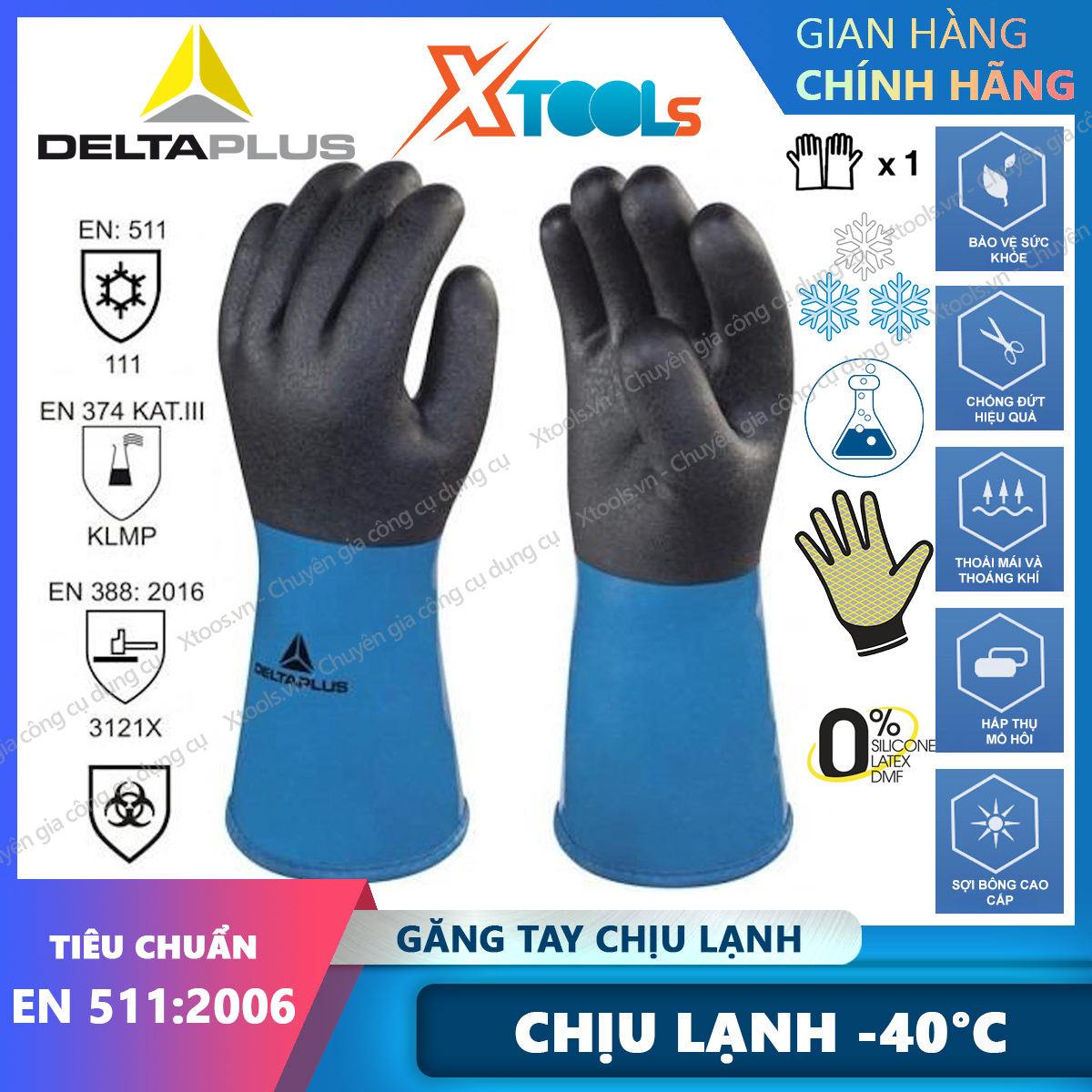 Deltaplus vv837 C-40 degree Celsius anti-skid nitrile coated chemical-resistant gloves flexible high non-raising DMF