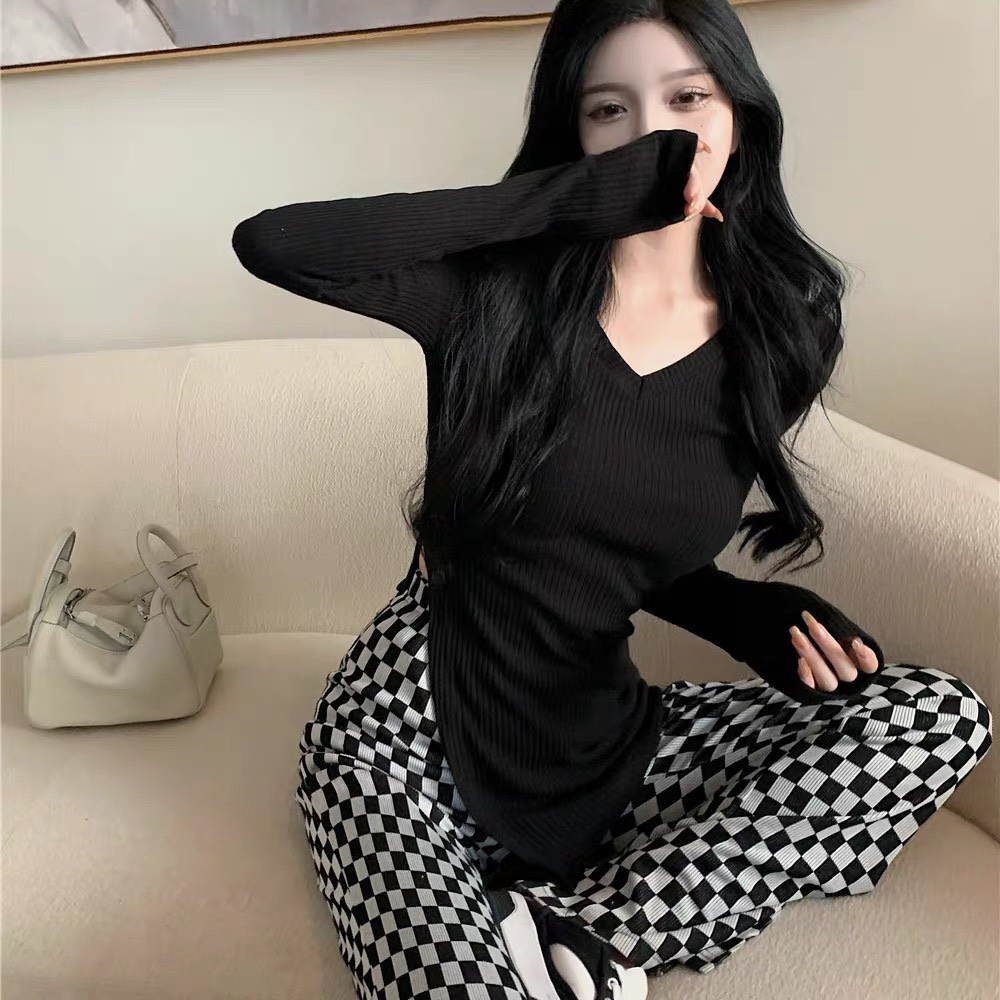 Set đồ bộ thun gân quần dài ống rộng (đồ bộ nữ, đồ mặc nhà nữ, đồ ngủ nữ, set đồ bộ nữ,đồ bộ thun gân nữ)