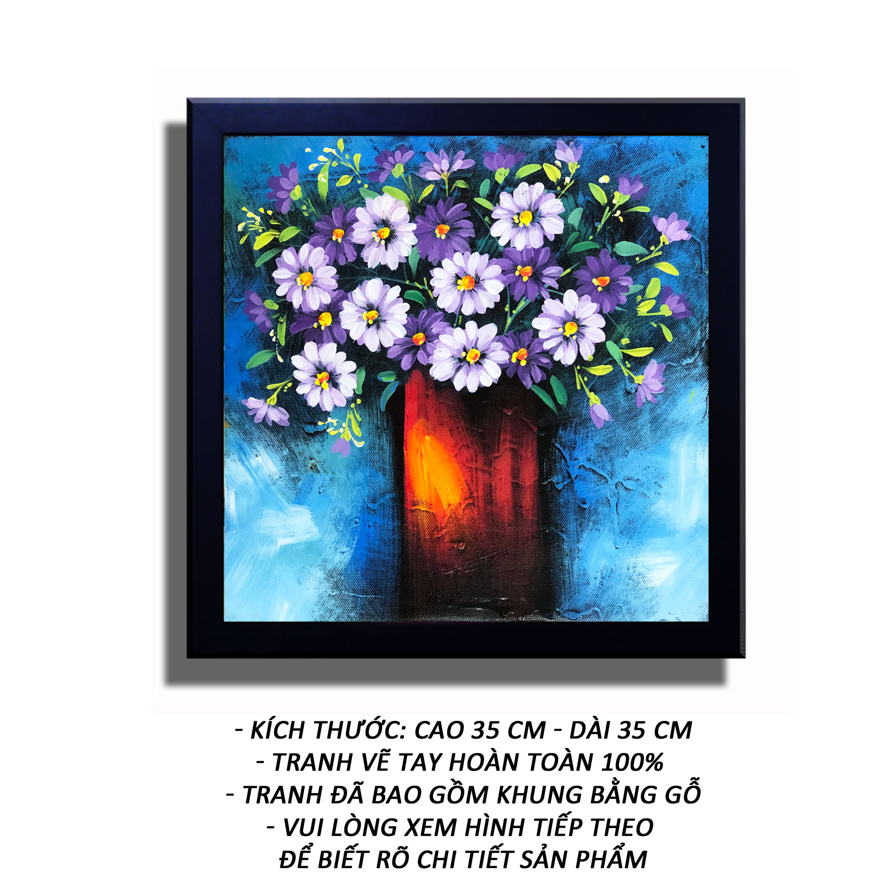 Tranh sơn dầu - hoa tím mộng mơ 01 - tranh minh hiền