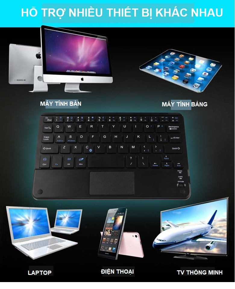 Bàn phím Bluetooth 8 inch có touchpad