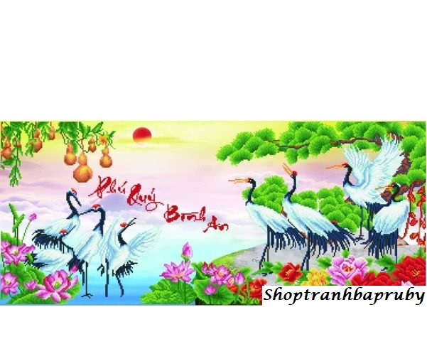 Tranh đính đá phú quý bình an kích thước trung bình ✅115×56 cm -️ vs237