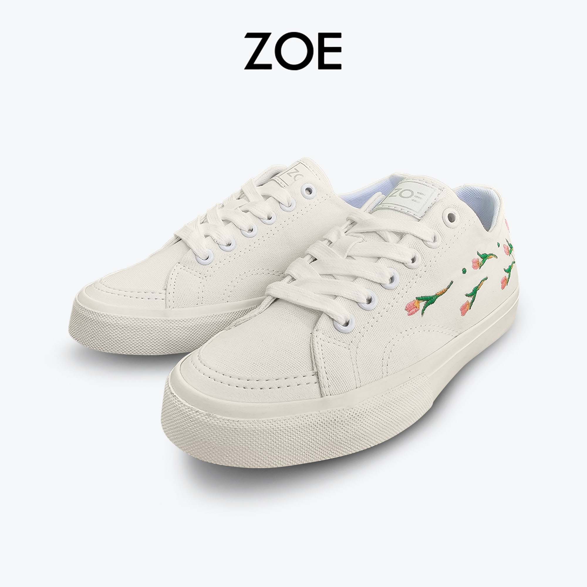 Giày Sneaker Vải Canvas Thêu Hoa Tulip (ZOE Tulip Flower)