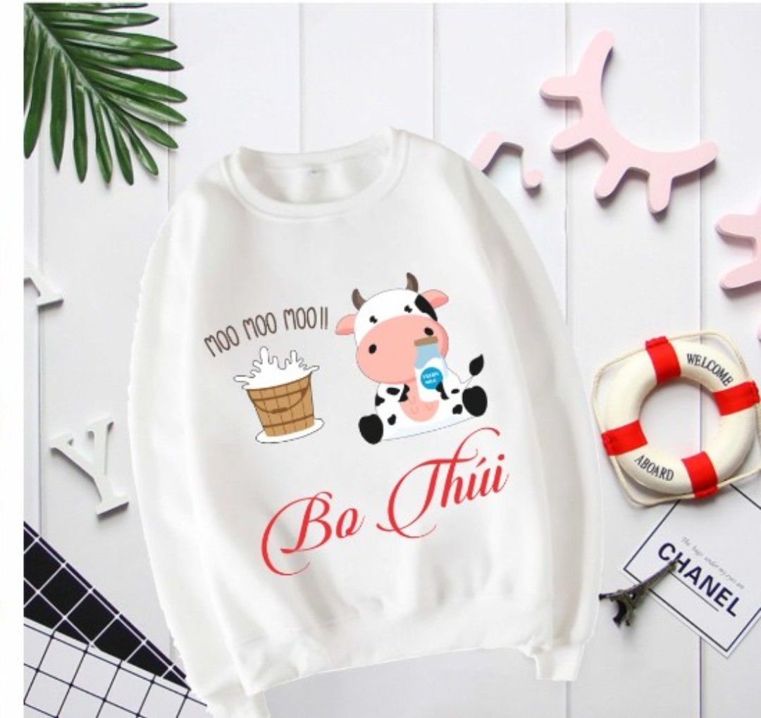 Áo Sweater BÒ SỮA TẶNG in thêm tên vào áo cho bé [giá sĩ+chất đẹp]