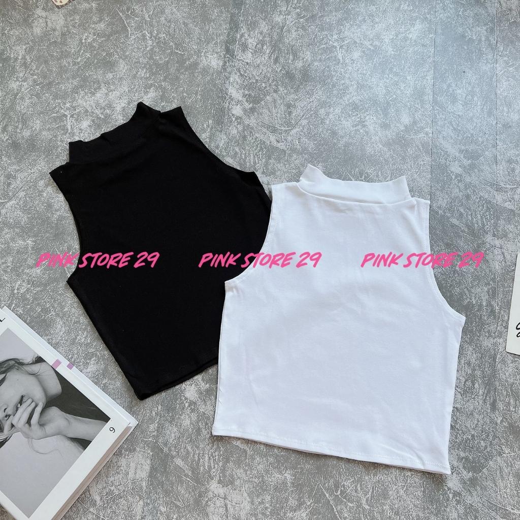 Áo croptop 3 lỗ PINKSTORE29 kiểu cổ lọ dáng ôm A5138