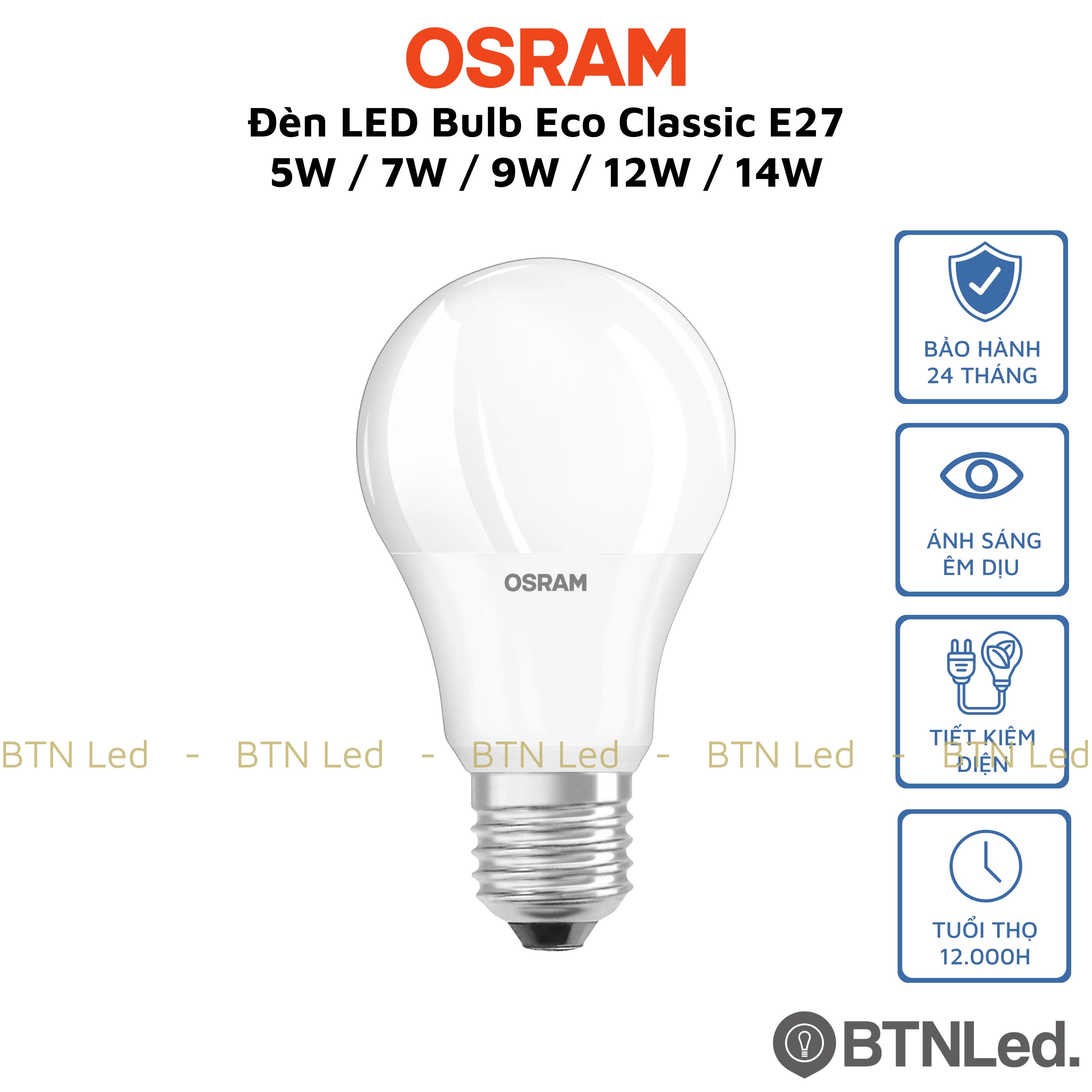 Đèn OSRAM LED Bulb ECO CLASSIC A E27 ( 5W / 7W / 9W / 12W / 14W )
