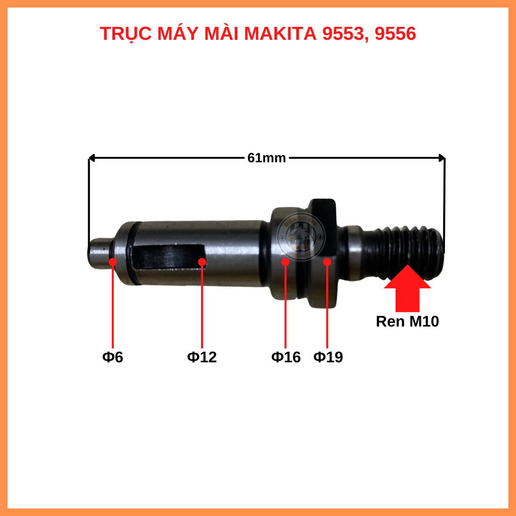 (Spindle M10) Trục - cốt nhông mài Makita 9553, 9556, DCA 15-100 (324488-3)