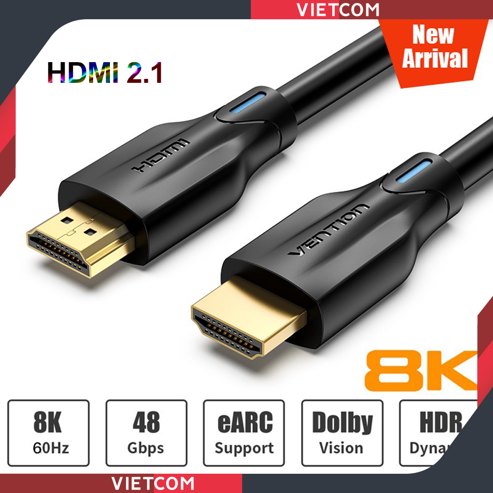 Cáp HDMI 2.1 Tốc độ cao 48Gbps 8K/60Hz Dynamic HDR - eARC - Hãng Vention 2M