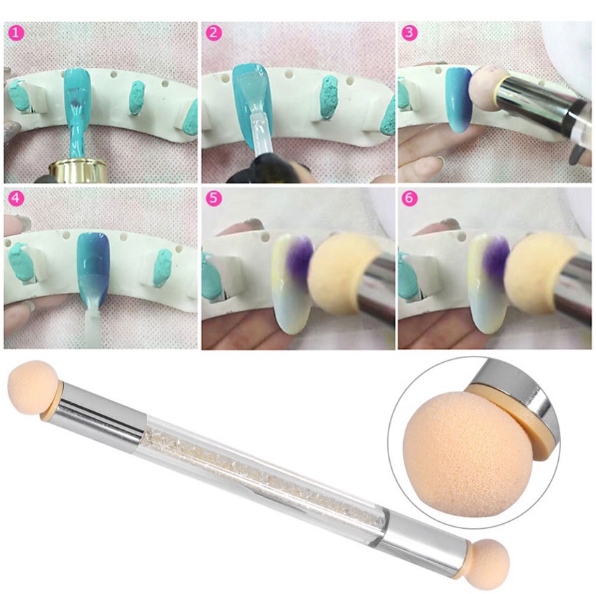 Cọ Mút Dặm Ombre 2 Đầu Tặng Kèm Mút - Mini Nails