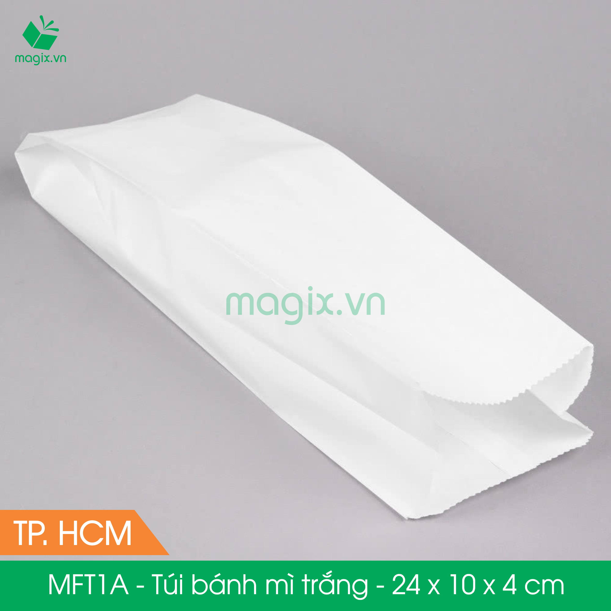 MFT1A - 24x10x4 cm - 500 Túi giấy bánh mì trắng