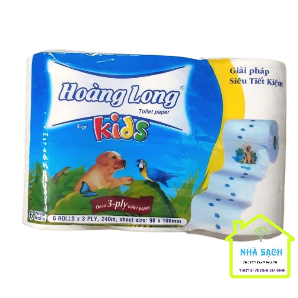 Lốc 6 Cuộn Giấy Vệ Sinh Lụa Không Lõi Hoàng Long
