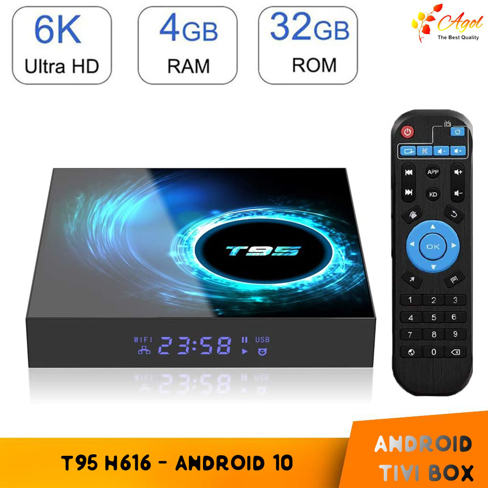 [HCM]Android tivi box T95 H616 mới 4GB RAM 32GB ROM android 10 bluetooth và wifi kép