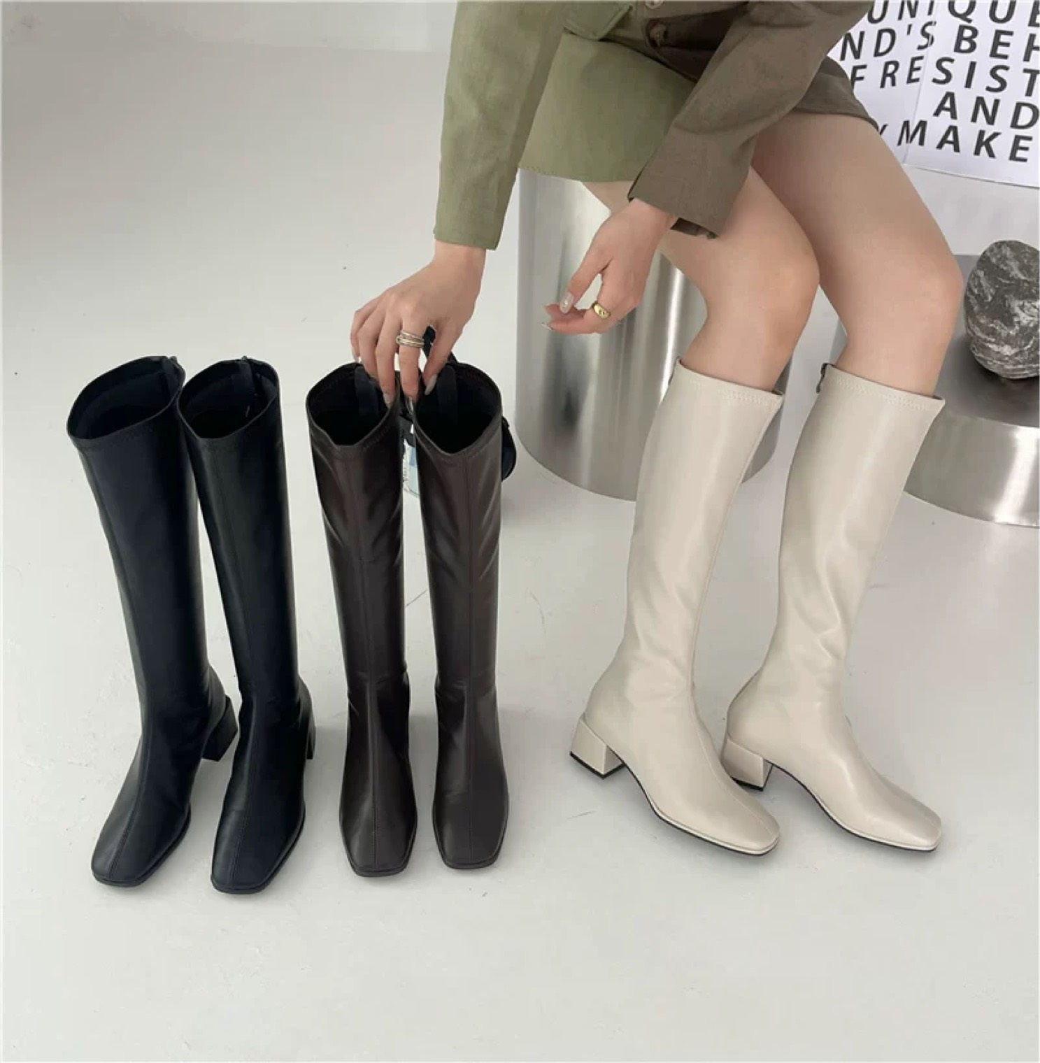 Giày Bốt Nữ Boot Nữ Đùi Da 6P Thời Trang MEELY - BOT500