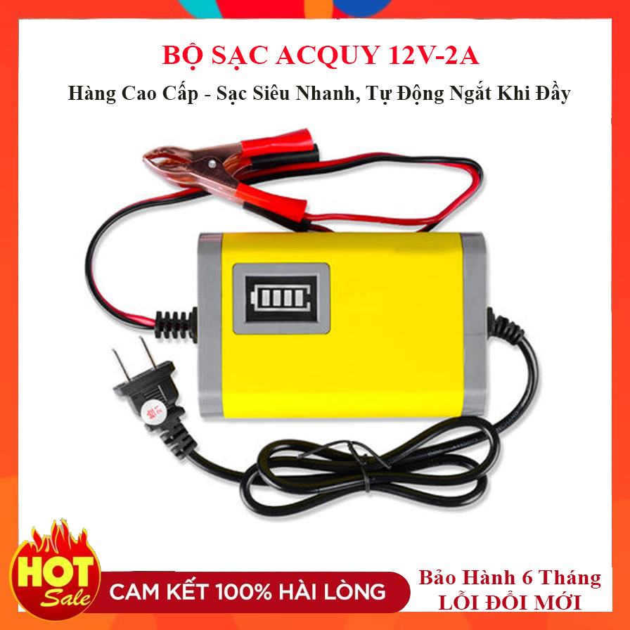 Sặc Bình Ắc Quy, Bộ Sạc Bình Acquy Đa Năng, Sạc Bình Acquy 12V-2A Thông Minh Cao Cấp Tiện Lợi, Tốc Độ Sạc Nhanh Hơn Phù Hợp Cho Tất Cả Các Loại Bình Xe.