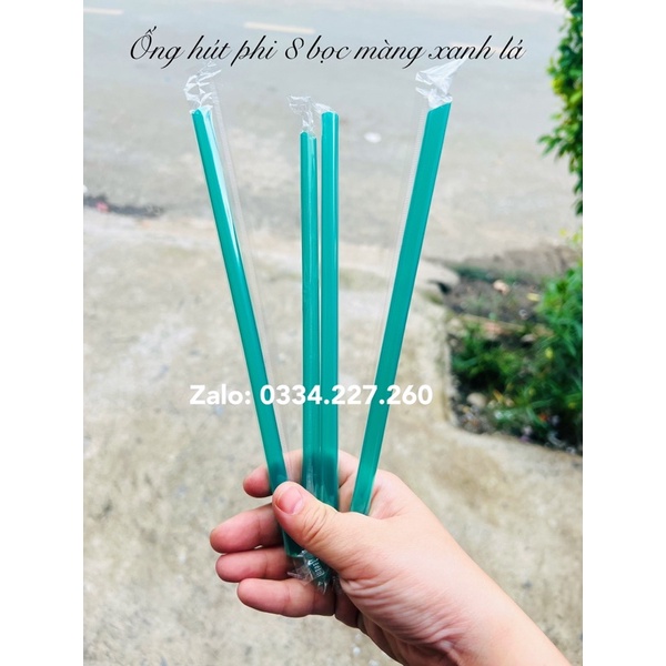500gram Ống Hút Trà Sữa Màu Xanh Lá Phi 6, phi 8, phi 12 có bọc màng