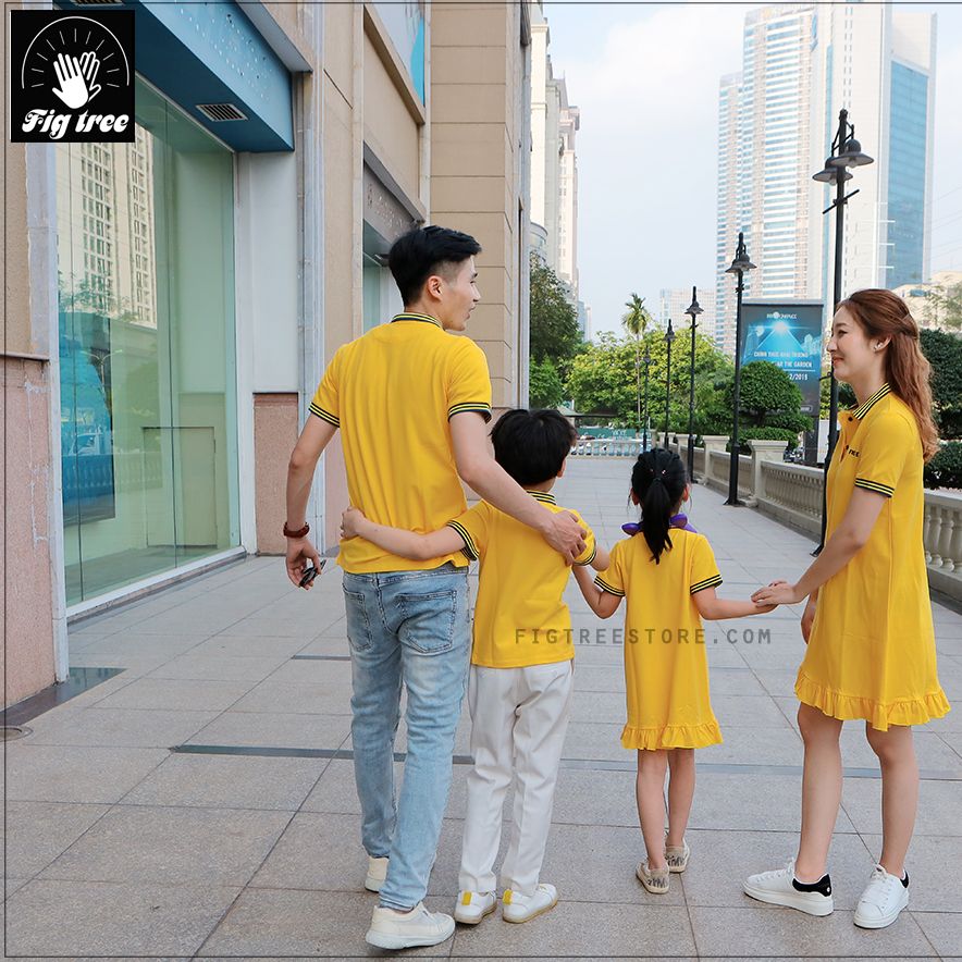 Combo đồ gia đình polo FIG TREE màu VÀNG ( hàng thiết kế đủ size + hình cận cảnh)