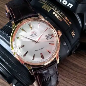 Đồng Hồ Orient Bambino Số Cọc Vàng Hồng Chống Sốc Automatic