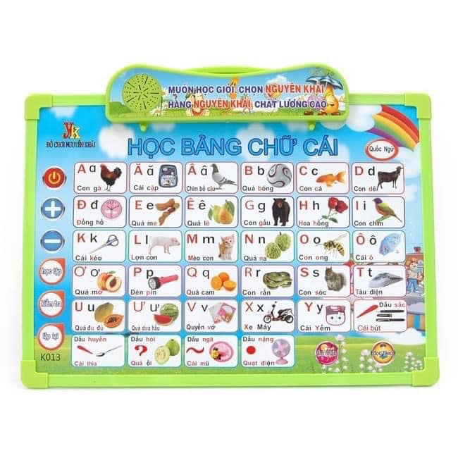 Bảng chữ cái điện tử thông minh 9 mặt song ngữ Anh Việt, bảng chữ cái đa năng biết nói