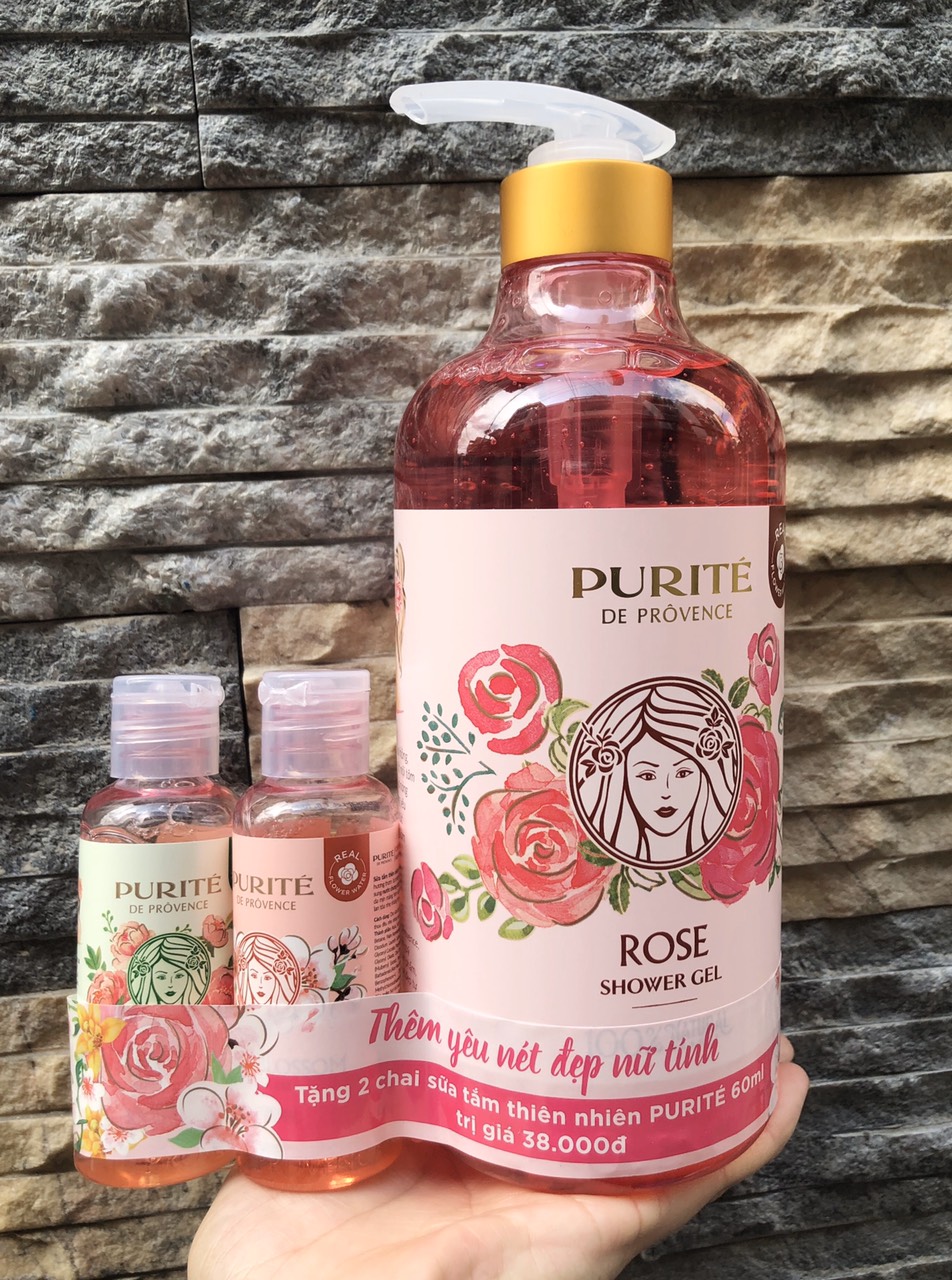 ( mua chai 850ml tặng chai 250ml )Sữa tắm Purite Chiết xuất hoa hồng 850ml