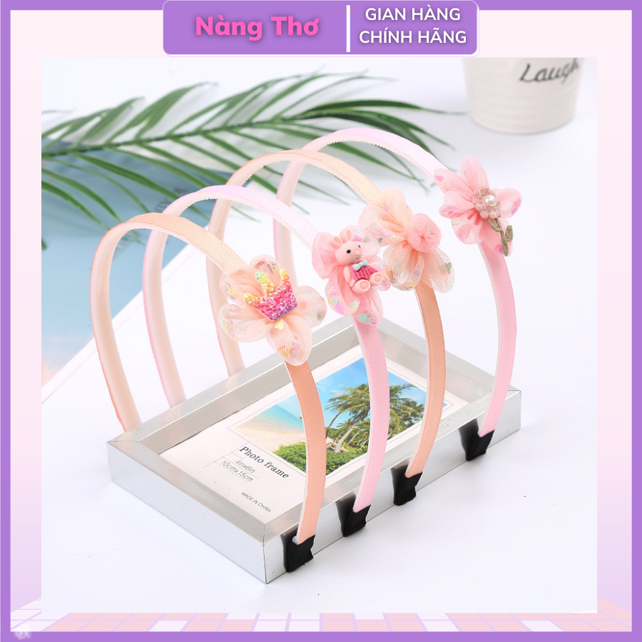 Cài tóc cho bé gái hoa lưới xinh xắn đáng yêu