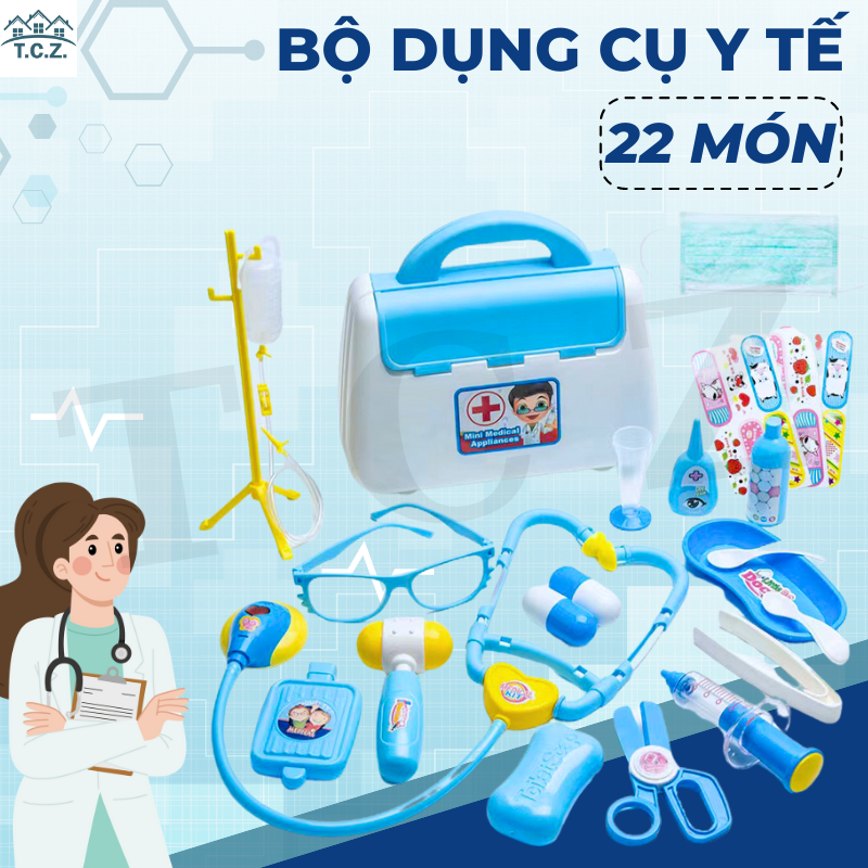 <Sẵn Hàng> Đồ chơi bác sĩ trẻ em, hộp dụng cụ y tế nha khoa 35-22 chi tiết, đồ chơi bác sĩ nhiều chi tiết cho bé cho bé lựa chọn, đồ chơi giáo dục, bộ đồ chơi nhập vai bác sĩ y tá ống nghe, mắt kính, đồ chơi bé gái bé trai, đồ chơi thủ vai cô y tá.