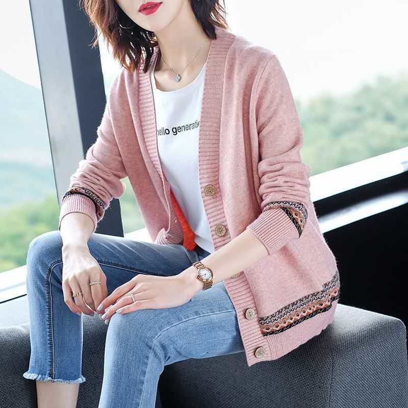 Áo len dệt kim- áo khoác cardigan nữ phối viền len cao cấp