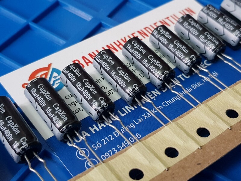 Tụ hóa capxon 18uf 400v kích thước 8x20mm