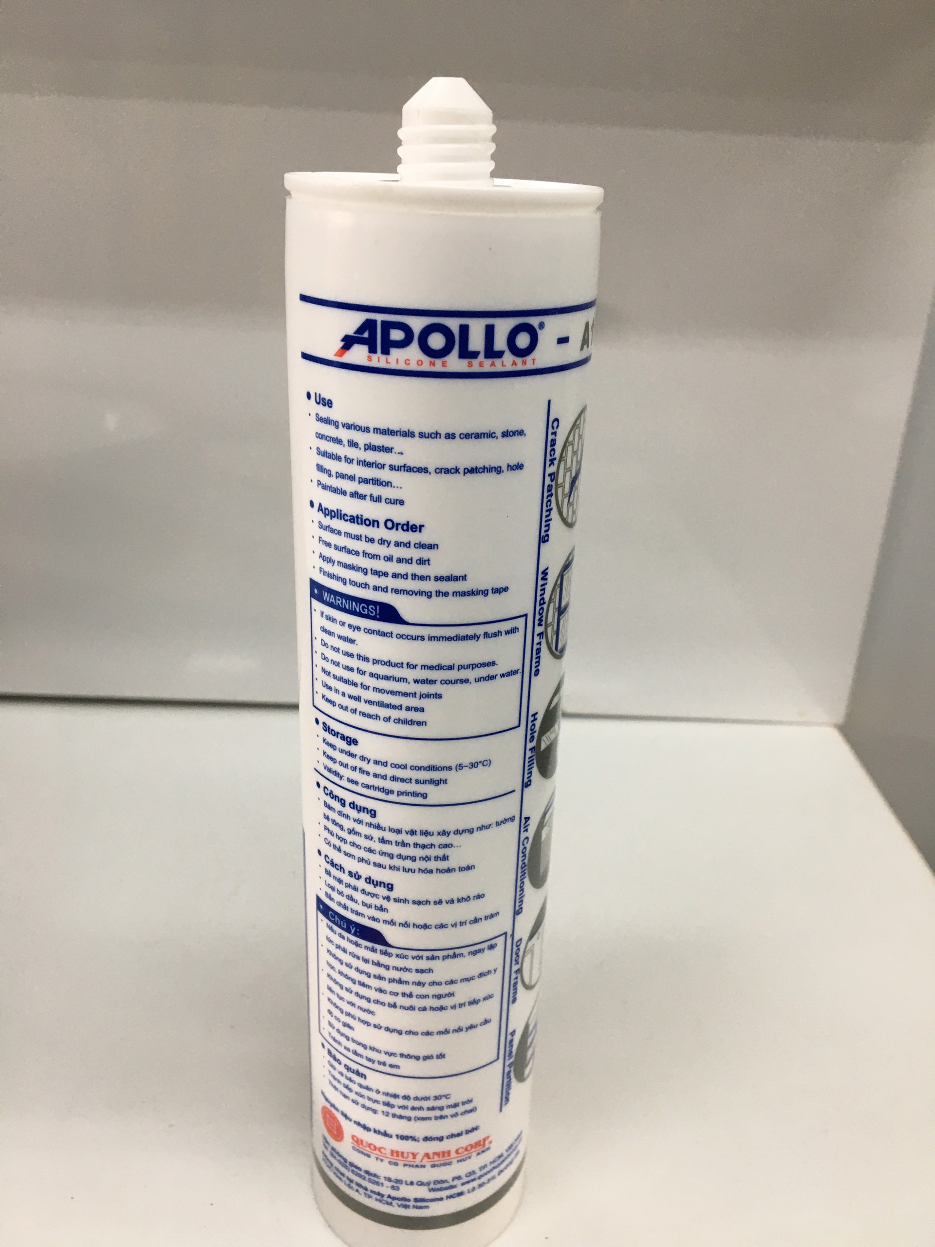 [COMBO] Keo kiếng Apollo A100 white (1 chai) + Súng bắn keo silicon