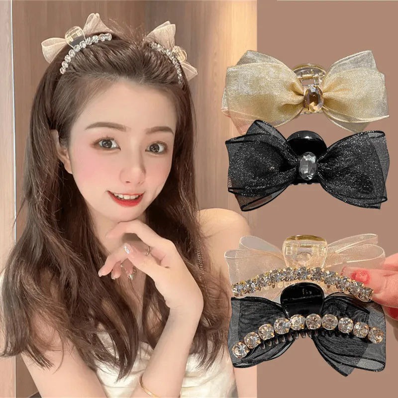 Kẹp Tóc Nơ Đính Đá Thời Trang Cho Nữ