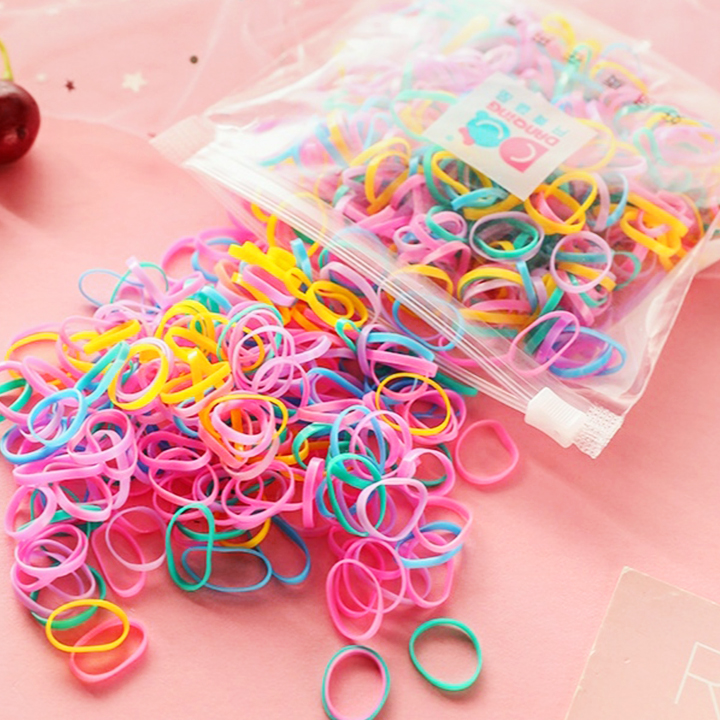 Dây thun cột tóc, Thun cột tóc cho bé đàn hồi đa năng kèm túi zip xinh xắn nhiều màu sắc kẹo ngọt BBShine – P149