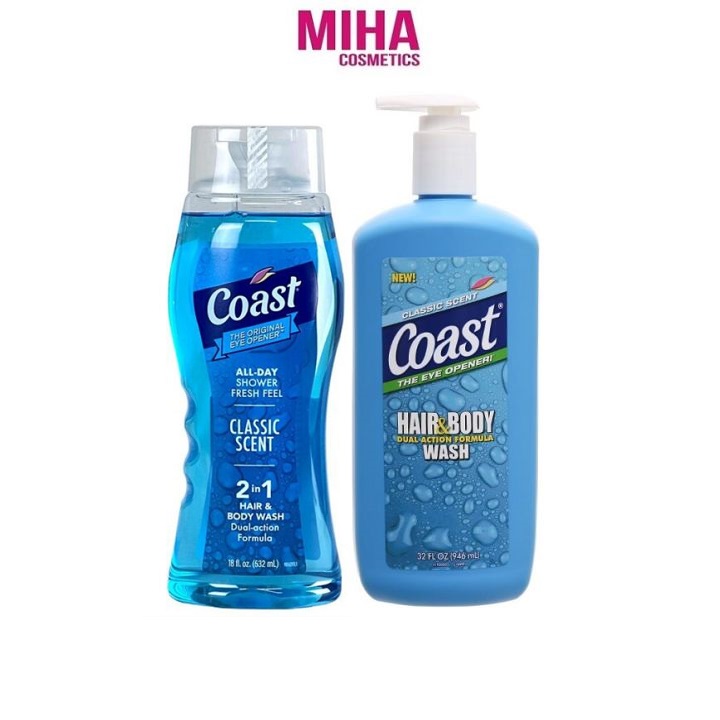 Sữa Tắm Gội Cho Nam 2 In 1 COAST 532ml Hoặc 946ml USA
