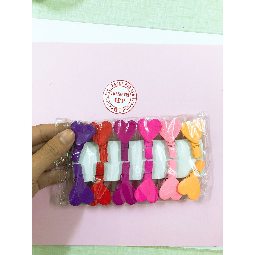 [HCM]Kẹp Giấy Trái Tim Gỗ [2 cái ]