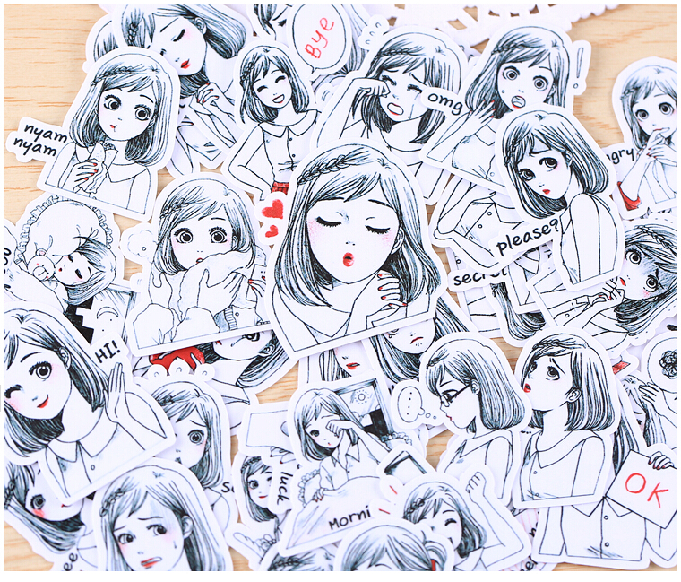 [HCM]Set 15 sticker nữ sinh tinh nghịch (Hàng có sẵn - mẫu ngẫu nhiên)