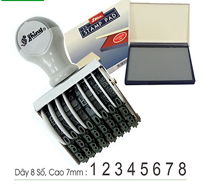 [HCM]Dấu số xoay tay chấm mực Shiny N-28 (8 Số Chữ cao: 7mm)