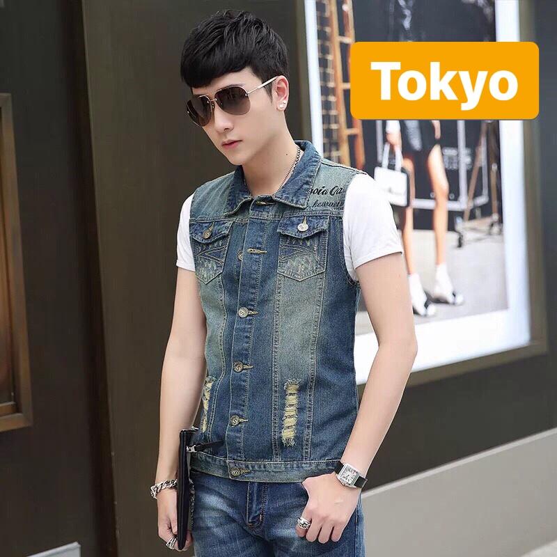 ÁO KHOÁC KAKI JEAN NAM NGÔI SAO TAY NGẮN HOT TREND TAKAMESI CAO CẤP - TOKYO FASHION