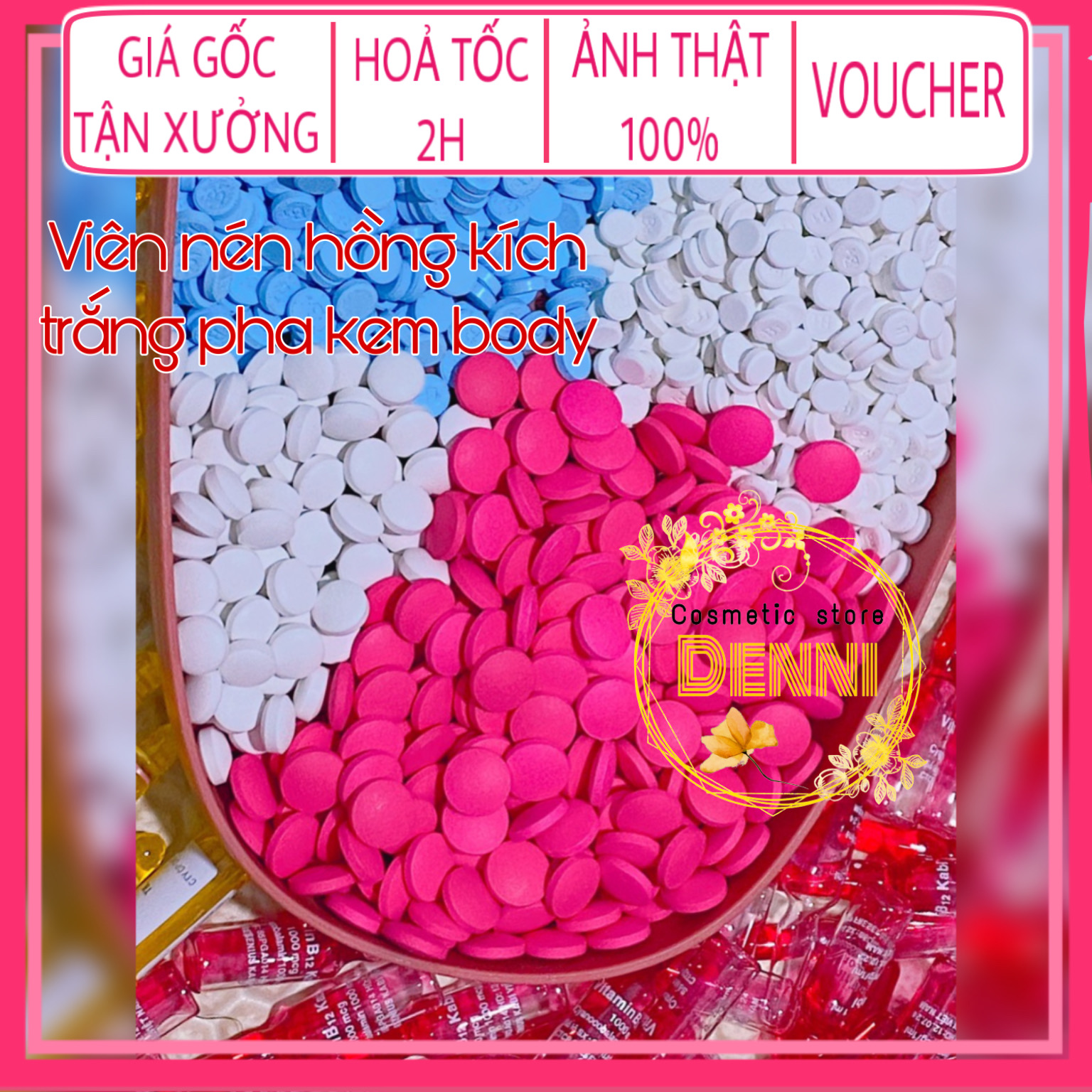 [HCM]Lẻ 1 viên nén hồng kích trắng pha kem