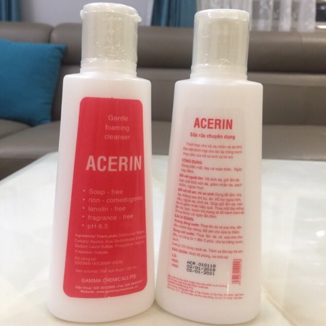 ACERIN GENTLE FOAMING CLEANSER 155ML. (CHAI). SỮA RỬA MẶT