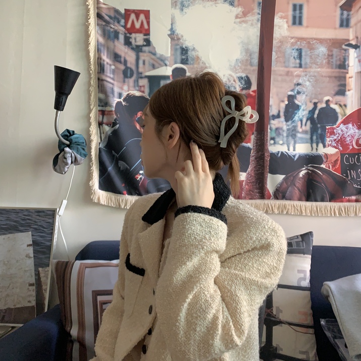 Kẹp tóc hình nơ dáng dài Modleaf Luv ribbon pin Hàn Quốc