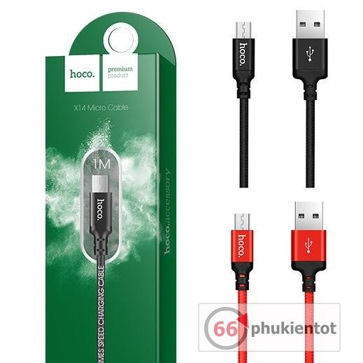 Giá Cáp Hoco cho Samsung/Oppo, chân MicroUsb, 1m, bọc dù, nhiều màu, bảo hành 3 tháng